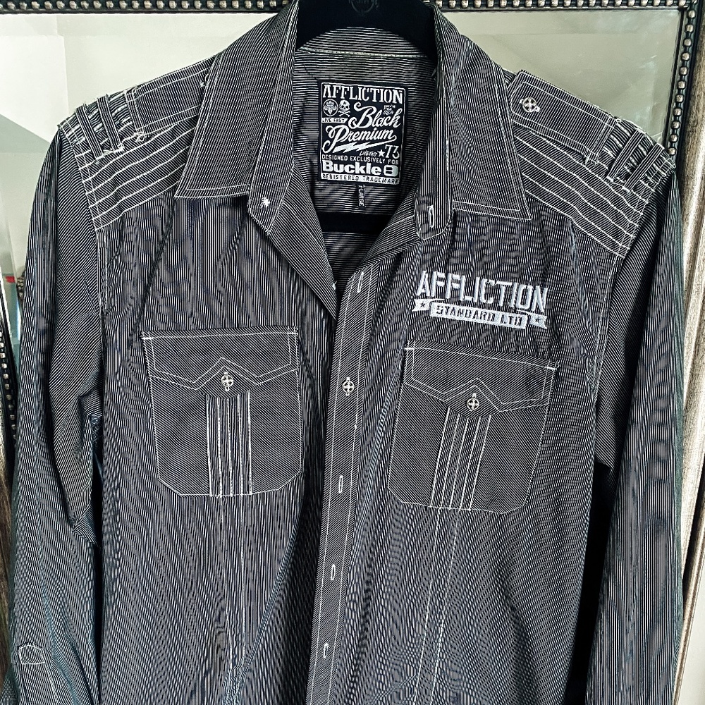 Men's Affliction Premium Button Up XLarge Embroidered Logo Shirt